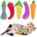 ETEKYER Catnip Cat Toys, 5 Pack, Plush Catnip Toys for Indoor Cats Kitty, Interactive Cat Nip Kitten Kicker Chew Safe Teeth Cleaning Toys, Fun Carrot Vegetable Shape