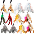 12 Pack Cat Wand Feather Toy Refills with Bells , Natural Feather Replacement for Interactive Teaser Toys, Colorful Wand Attachments, Durable and Safe Cat Toy Accessories for Exercise and Play