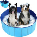 NATGAI 32 x 8 in Foldable Dog Swimming Pool, PVC Pet Bath Tub, Whelping Box