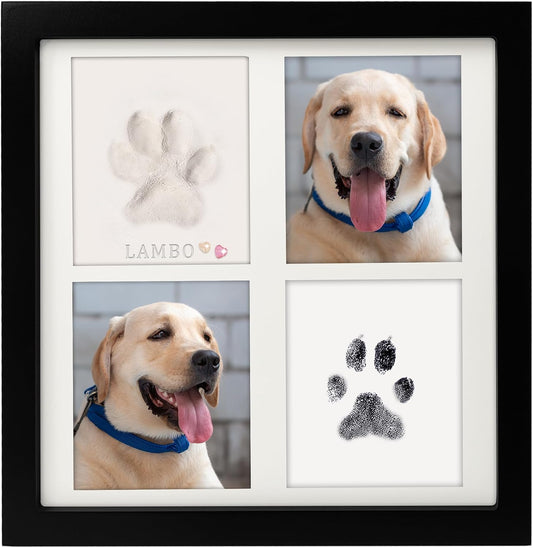 MYPAWLETS Ink & Clay Paw Print Kit for Dog Cat,Clean-Touch Ink Pad & Soft Clay,Pet Paw Print Impression Kit Large Area,Keepsake Frame for 1-2 Pets,Cat/Dog Gifts
