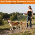 Retractable Dog Leash,16ft Retractable Lead with Bungee Leads for 2 Dogs,Double Leash with Dog Safety Harness Buckle, Ex