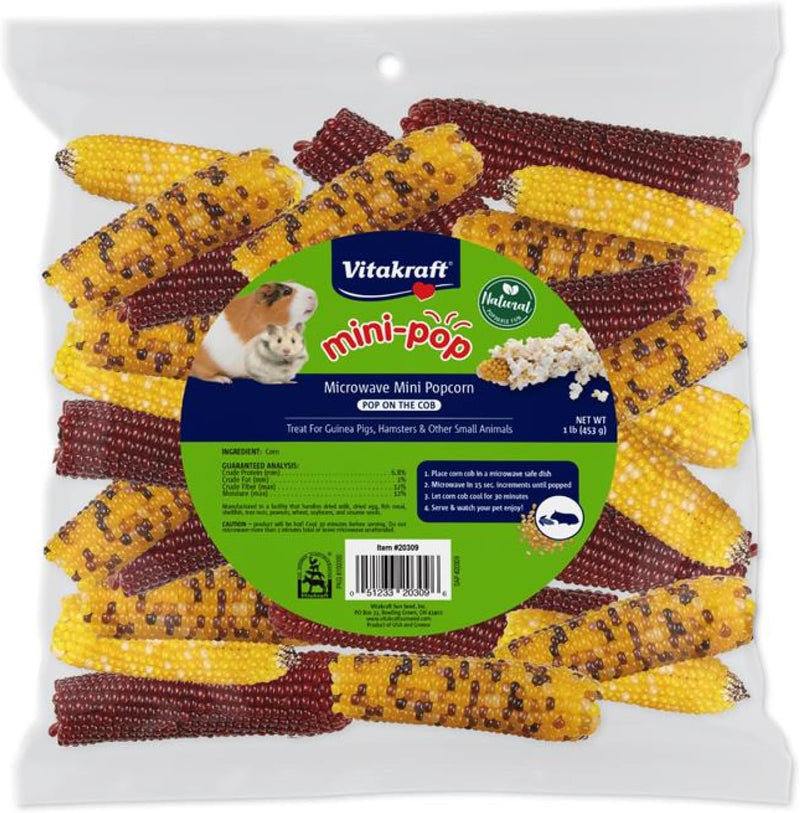 Vitakraft Mini Pops Microwavable Corn Cobs for Small Animals - Corn on The Cob Snack for Hamsters, Rabbits, & Guinea Pig