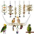 BWOGUE 7 Pack Bird Parrot Toys - Natural Wood Chewing, Climbing, Hanging & Hammock Toys for Small Parakeets, Cockatiels, Conures, Finches, Budgie, Parrots, Love Birds