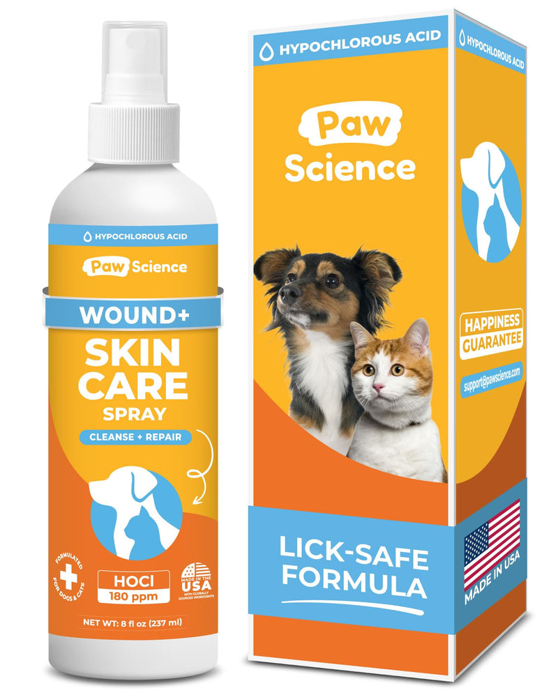 Paw Science Skin & Wound Care Spray for Dogs & Cats – Lick-Safe Antiseptic Healing Aid, Itch Relief & Skin Repair Treatment for Hot Spots, Rashes, Cuts, Burns, & Irritation