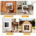 Smart Cat Door with 4 Collar Sensor Key, RFID Cat Door Collar Activated with Remote Control, 4 Way Locking Cat Flap Automatic Pet Door Interior & Exterior(White)