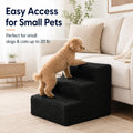 ZENVY 3-Step Pet Stairs for Small Dogs and Cats Up to 20 lb, Fleece-Covered Indoor Pet Steps with Removable Cover, MDF W