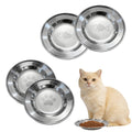 4-Pack Stainless Steel Cat Bowls, 6.3” Shallow Cat Bowl, Whisker-Friendly to Help Reduce Whisker Fatigue, Thickened & Durable Cat Dishes for Cats and Kittens, Dishwasher Safe
