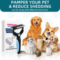 3-IN-1 Pet Grooming Tool - Undercoat Rake, Dematting Comb & Deshedding Brush for Cats, Dogs, Horses - Removes Mats, Tang