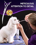 ULG 30° Curved Dog Grooming Scissors 440C Stainless Steel, 7.5" Professional Pet Grooming Shears with Reversible Butterfly Handles, Dog Scissors for Grooming Face, Eyes, Paws & Body