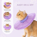 Avont Adjustable Cat Recovery Collar, Soft Lightweight Water Resistant Donut Cone for Cats After Surgery, Anti-Lick Protective E-Collar for Healing -Purple(S)