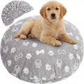 Oudain Washable Round Dog Bed Cover 30 x 30 x 10 Gray Paw Bone Prints Waterproof Dog Bed Cover Replacement for Round and