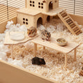 Hamster Platform Set, 2pcs Wooden Modular Playground & Hide