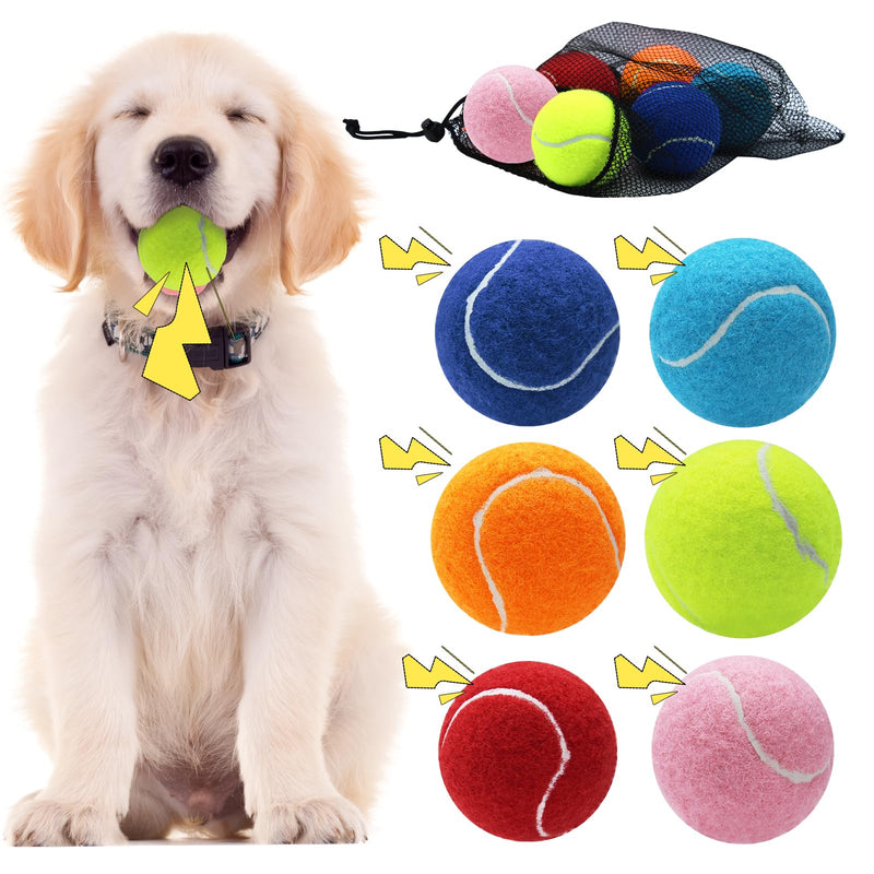 Swingers Squeaky Tennis Balls for Dogs,2.5 inch Training Tennis Balls,Exercise Ball for Pet Dog with Mesh Carry Bag Easy to Transport (Multicolor, 6 Pack)