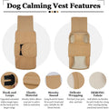 ROZKITCH Anxiety Dog Vest, Thunder Jacket with Hoodie Soft Ears Cover, Hoodies Vest for Dogs for Fireworks Travel Vet Visit 4th of July Holiday Christmas Khaki XL