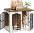 HOOBRO 31.5" Wooden Dog Crate Furniture, Heavy Duty Dog Kennel Indoor with 3 Doors, Dog Cage for Small/Medium/Large Dogs