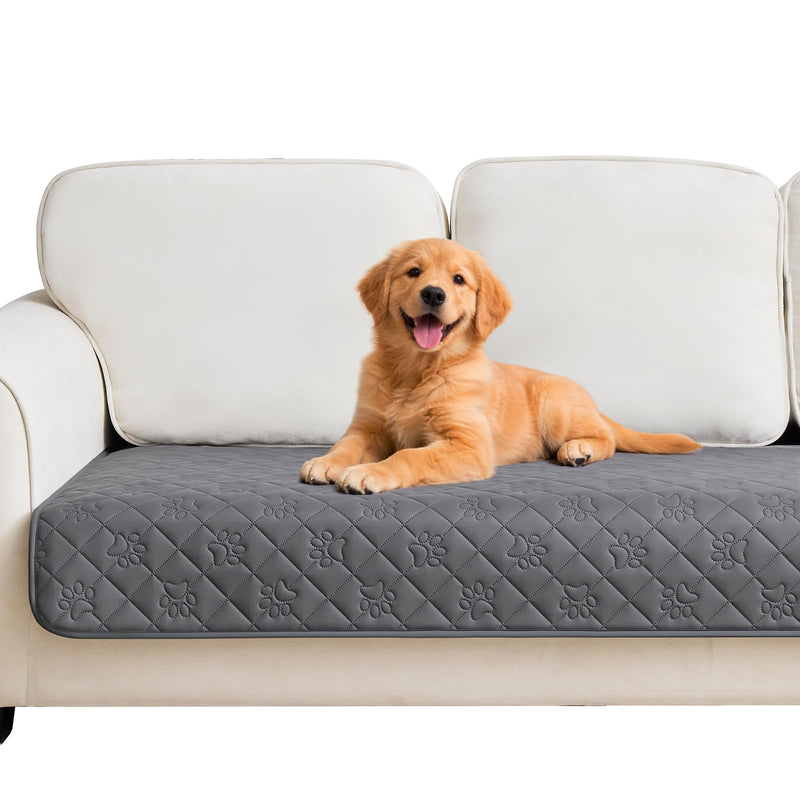PAWFINITY Waterproof Couch Cover for Dogs, Pee Proof Pet Blanket, Paw Print Quilted, Pet Hair Resistant, Scratch-Resistant, Washable Furniture Protector for 2-3 Seat Sofa and Bed, 30x70 Inch, Grey