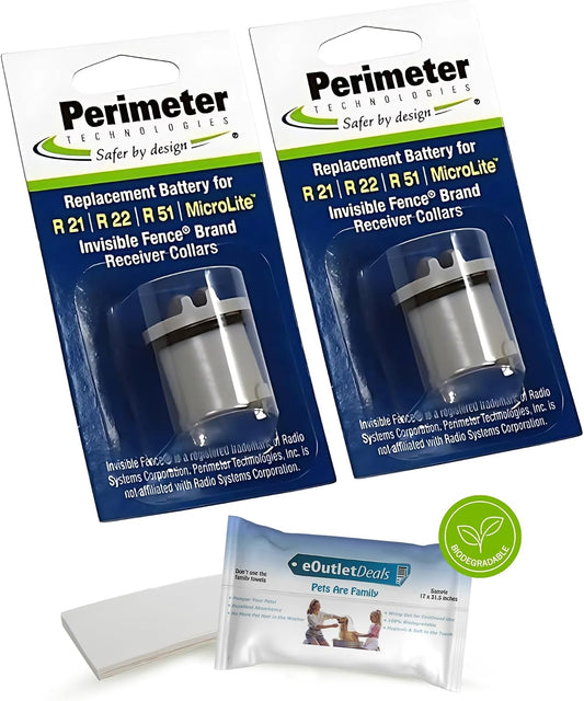 Perimeter Technologies Invisible Fence Collar Battery - Brand Compatible - Includes eOutletDeals Pet Towel