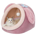 Jiupety Cute Cat Bed for Indoor, Cats Warm Soft Cave Fit for 6-10 lb Cat, Pink Rabbit, M
