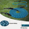 BTINESFUL 12FT 20FT 30FT 50FT Reflective Dog Tie Out for 2 Dogs, Blue, 20ft