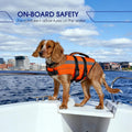 FUAMEY Small Dog Life Jacket with Lift Handle, Lightweight & Buoyancy for Puppy Doggy, Adjustable Dog Swim Vest with Reflective Strips, Orange, XS
