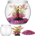 1 Gallon Plastic Fish Bowl,Red,Red Aquatic Plant