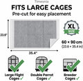 TIMEONIA XL Bird Cage Liners 23.6 x 35.4 Inch, 20 Pack Thick Bamboo Charcoal Bottom Tray Pads, Super Absorbent Leak-Proof Disposable Paper Mats for Parrots, Macaws, Cockatiels, African Greys, Conures