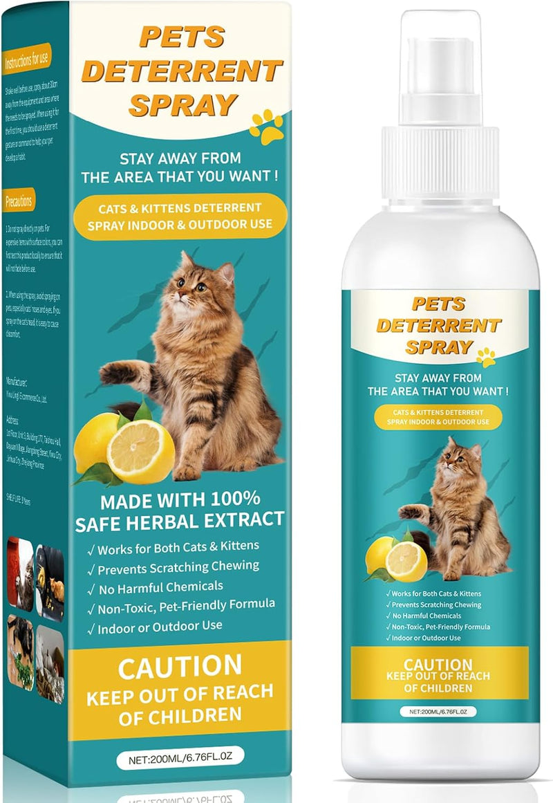 200ML Cat Deterrent Spray, Natural Cat Repellent Spray (Tiny Citrus Scent)