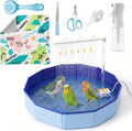 Large Automatic Bird Bath Shower, Portable Bird Bathtub with Water Pump & 4-in-1 Grooming Kit, Parrot Bathtub for Parake