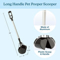 PETMAKER One‑Handed Pet Pooper Scooper for Dogs and Cats, Black, 28”