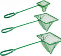 3PCS Aquarium Fish Net Fine Mesh Net Quick Catch Nets Nylon Fishing Nets with Long Plastic Handle for Fish Tank, Green, 