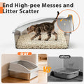 2 Pack Stainless Steel Litter Box | XL Enclosed Cat Litter Boxes with Lid for Big Cats and Multi-Cats | High Sided, Anti