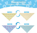 Agroon Summer Dog Bandanas Large 2PCS, 4 Pattern Blue Pink Yellow Scarf for Boy and Girl, Triangle Reversible Bibs Breed for Puppy Cats Pets