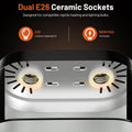 Dual Reptile Light Fixture, Dome Heat Lamp with Independent Switches, E26 Ceramic Sockets, Max 160W Each, for Basking, U