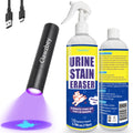 Pet Odor and Stain Remover & UV Flashlight, Urine Detector, Detects and Cleans Urine Stains, Powerfully Removes Organic Stains and Odors Like Dog Urine, Cat Urine, and Feces
