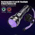 Grace Marci Rechargeable UV Flashlight, 51 LED 395nm Black Light, Ultraviolet Lite UV Light, Pet Urine Detector for Dog/Cat Urine, Dry Stains, Bed Bug, Resin Curing, Scorpions, Dry Pet Stains