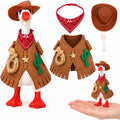 7 Inch Desk Goose Cowboy Outfit, 3-Piece Western Costume with Brown Cowboy Hat, Red Bandana and Fringe Vest, Funny Deskt