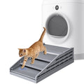 TAILRYTH Adjustable Litter Box Step, Elevated Cat Ramp/Stairs with Filter Function, Anti-Tracking, Easy to Clean, Fits Automatic Litter Boxes, for Small & Elderly Cats, Non-Slip(Grey)