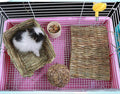 Hamiledyi Grass Mat Woven Bed Mat for Small Animal Bunny Bedding(Pack of 3)