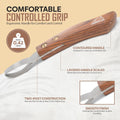 Equine Care Farrier Loop Hoof Knife, J2 Stainless Steel, Wood Handle