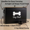 Metal Dog Food Container 15-20 lbs w/ Airtight Bamboo Lid, 70 Cup Capacity