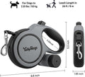 Retractable Dog Leash 26ft for Large Dogs up to 110lbs, Gray