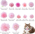 12 Pcs Pink Dog Collar Flowers Cat Collar Flower Attachment Detachable Embellishment with Elastic Rubber Band Soft Chiffon Dog Bow Tie Charms Flower for Female Dogs Wedding Birthday Parties