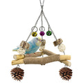 New with Bell! Wooden Bird Swing for Cage, 3-in-1 Hanging Parrot Toy with Chew Toys, 3 Sisal Perches & Stable Triangle Design for Parakeets, Cockatiel, Conures, Lovebirds, Quaker Parrots