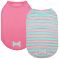 KYEESE 2Pack Dog Shirt, Soft Striped Dogs T Shirts, Lightweight Doggie Tank Top Cat Clothes, Sleeveless Dog Shirt for Small Dogs, Stretchy Pet Vest, Pink, Medium
