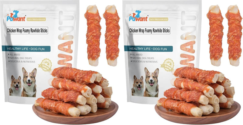 Dog Treats Chicken Wrapped Rawhide Rolls Healthy Dog Chews Long Lasting1 lb/454g (Pack of 2)
