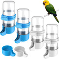 Pawfly 4 Pcs Bird Water Dispenser, Cage Accessories for Parrot & Hamster, Bird Feeder for Cage, White & Blue Waterer for