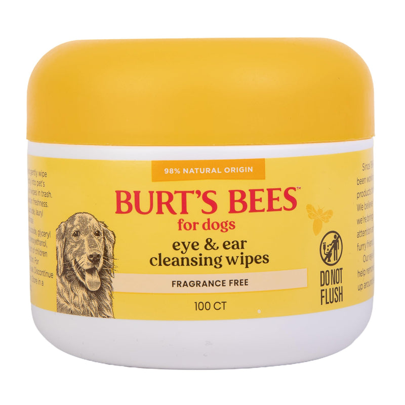 Burt’s Bees for Pets Eye and Ear Cleansing Wipes for Dogs, Fragrance Free - 98% Natural Origin Gentle Wipes Remove Tear Stains and Clean Ear Build-Up, Daily Use, 100 Count