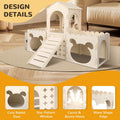 Extra Large Rabbit Castle, Wooden Bunny House & Hay Feeder, Detachable Rabbit Hideaway, Indoor Rabbit Castle with Ramp, 