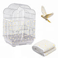 Trinkrittey Bird Cage Seed Catcher, Universal Bird Cage Seed Catcher Guard Adjustable Parrot Nylon Mesh Net Cover for Round Square Cages Parrot Parakeet African Macaw(Daisy-White, 15.7" x87")