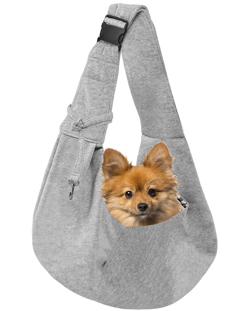 Snqqmtt Dog Carrier Sling for Small Dogs and Cats(0 to 12 lbs), Puppy Sling Carrier with Adjustable Strap, Travel Safety Harness, Hands-Free Pet Carring Holder Travel Bag for Outdoor, Gray